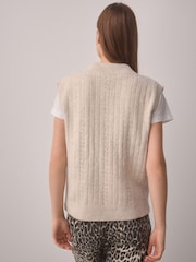 Cream V-Neck Knitted Tank - Image 4 of 9