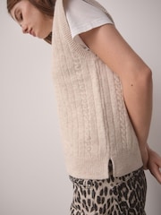 Cream V-Neck Knitted Tank - Image 5 of 9