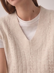 Cream V-Neck Knitted Tank - Image 6 of 9
