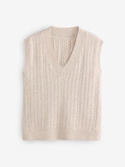 Cream V-Neck Knitted Tank - Image 7 of 9