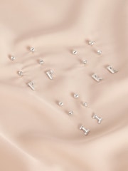 Silver Tone Initial Stud Pack Earrings - Image 1 of 21