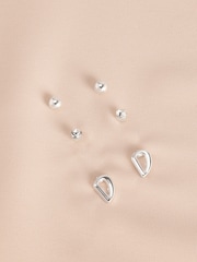 Silver Tone Initial Stud Pack Earrings - Image 11 of 21