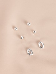 Silver Tone Initial Stud Pack Earrings - Image 12 of 21