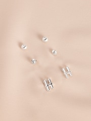 Silver Tone Initial Stud Pack Earrings - Image 16 of 21