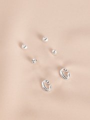 Silver Tone Initial Stud Pack Earrings - Image 17 of 21