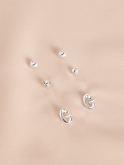 Silver Tone Initial Stud Pack Earrings - Image 18 of 21
