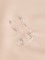 Silver Tone Initial Stud Pack Earrings - Image 19 of 21