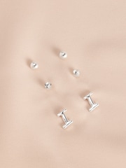 Silver Tone Initial Stud Pack Earrings - Image 20 of 21