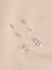 Silver Tone Initial Stud Pack Earrings - Image 3 of 21
