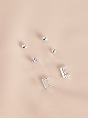 Silver Tone Initial Stud Pack Earrings - Image 5 of 21