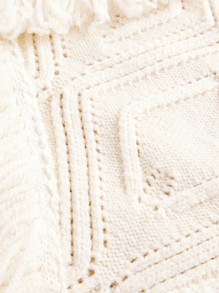 Ecru Tassle Knit Poncho - Image 3 of 3