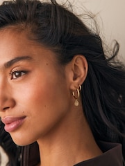 Gold Tone Stainless Steel Semi Precious Hoop Earrings - Image 1 of 4