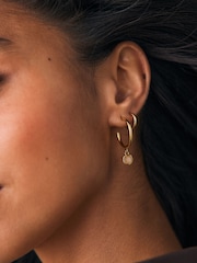 Gold Tone Stainless Steel Semi Precious Hoop Earrings - Image 2 of 4