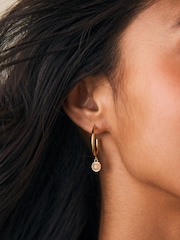 Gold Tone Stainless Steel Semi Precious Hoop Earrings - Image 3 of 4