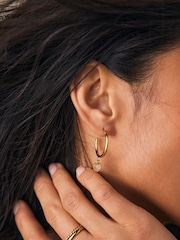 Gold Tone Stainless Steel Semi Precious Hoop Earrings - Image 4 of 4