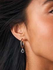 Silver Tone Stainless Steel Semi Precious Hoop Earrings - Image 3 of 4