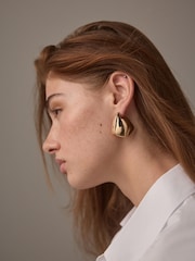 Gold Tone Chunky Statement Earrings - Image 3 of 6