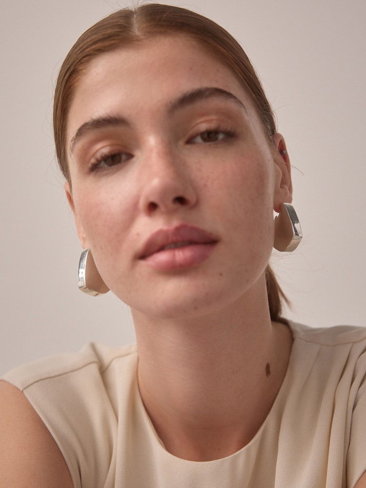 Silver Tone Chunky Statement Earrings - Image 1 of 1