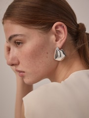 Silver Tone Chunky Statement Earrings - Image 3 of 6