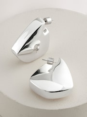 Silver Tone Chunky Statement Earrings - Image 5 of 6