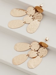 Gold Tone Hammered Drop Earrings - Image 4 of 5
