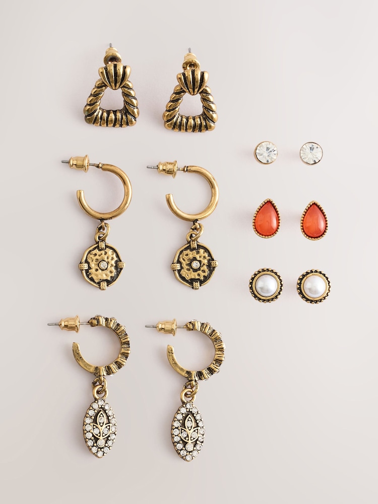 Gold Tone Boho Earrings 6 Pack - Image 4 of 4