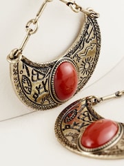 Gold Tone Boho Drop Earrings - Image 2 of 6
