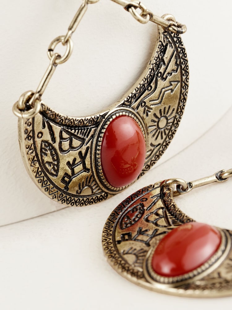 Gold Tone Boho Drop Earrings - Image 2 of 6