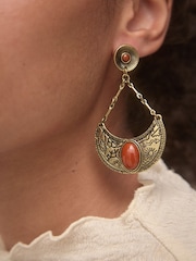 Gold Tone Boho Drop Earrings - Image 6 of 6