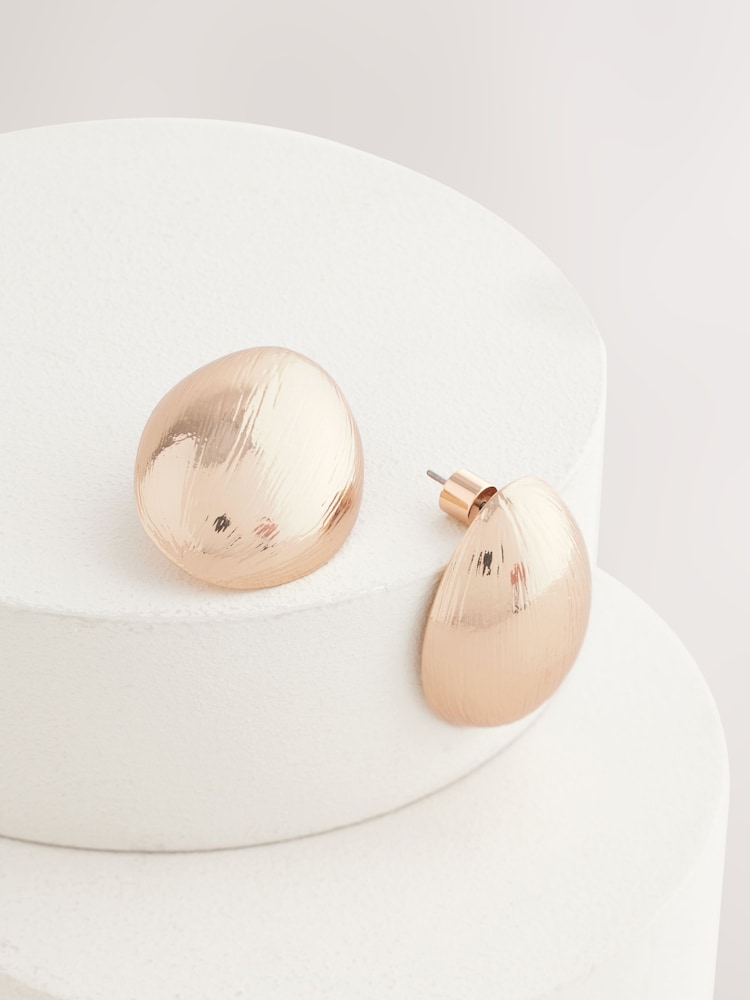 Gold Tone Chunky Dome Stud Earrings - Image 3 of 5