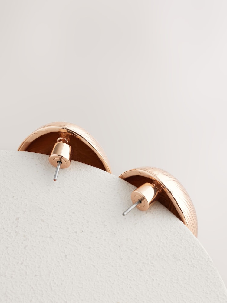 Gold Tone Chunky Dome Stud Earrings - Image 4 of 5