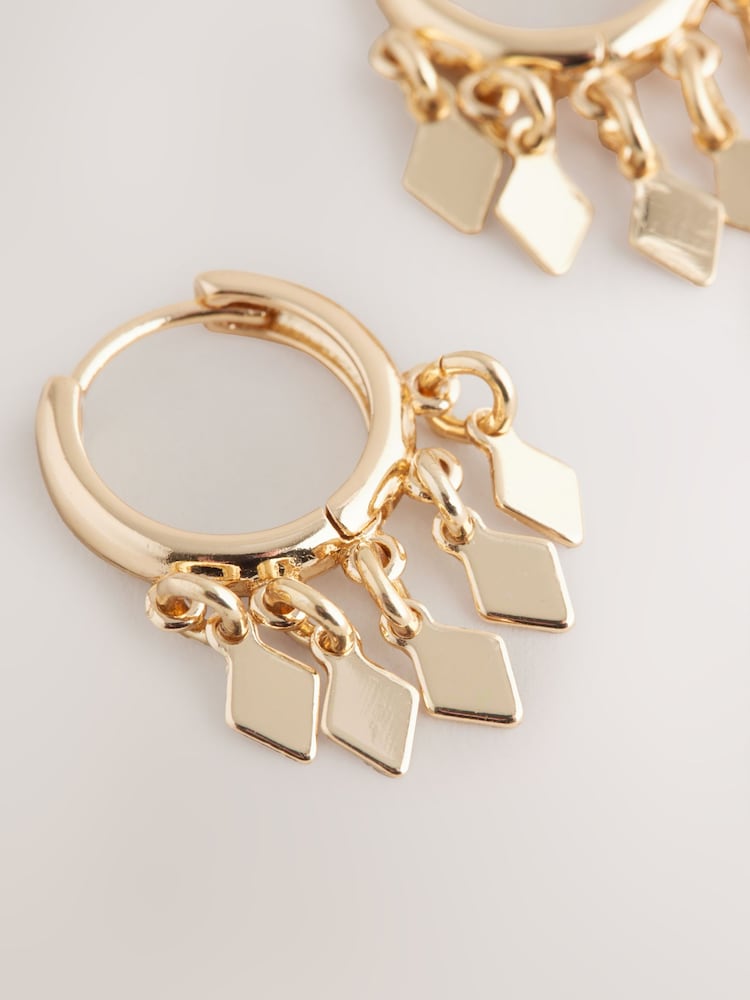 Gold Tone Mini Charm Hoop Earrings - Image 5 of 5 Gold Tone Mini Charm Hoop Earrings - Image 5 of 5