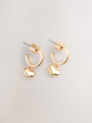 Gold Tone Mini Heart Hoop Earrings - Image 4 of 4