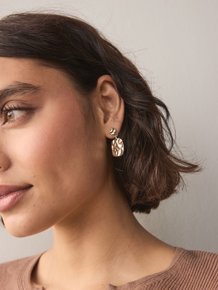 Gold Tone Mini Molton Drop Earrings - Image 2 of 5