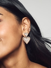 Gold Tone Sparkle Heart Drop Earrings Made With Recycled Zinc - Image 1 of 6