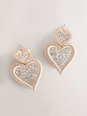 Gold Tone Sparkle Heart Drop Earrings Made With Recycled Zinc - Image 4 of 6