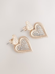 Gold Tone Sparkle Heart Drop Earrings Made With Recycled Zinc - Image 5 of 6