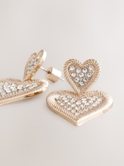 Gold Tone Sparkle Heart Drop Earrings Made With Recycled Zinc - Image 6 of 6
