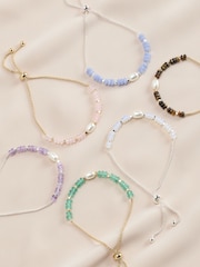 Gold/Silver Semi Precious Stone Pully Bracelet - Image 1 of 8