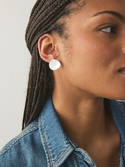 Silver Tone Button Stud Earrings - Image 1 of 2