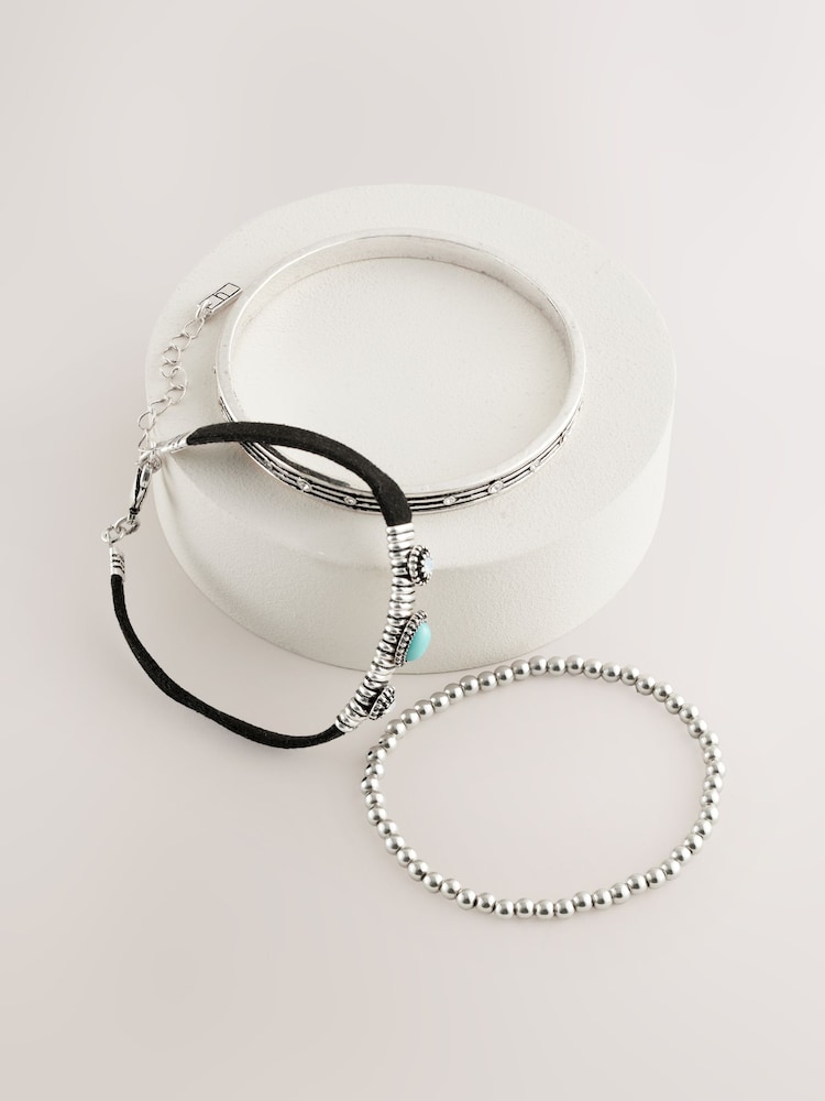 Silver Tone Boho Bangle Pack - Image 1 of 5