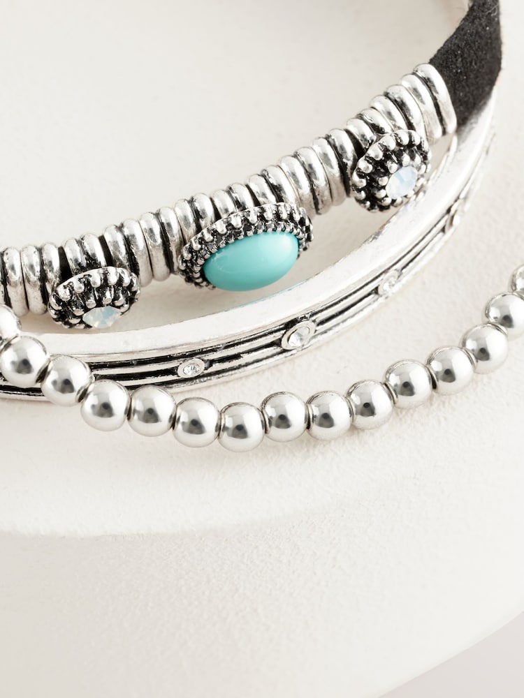 Silver Tone Boho Bangle Pack - Image 2 of 5