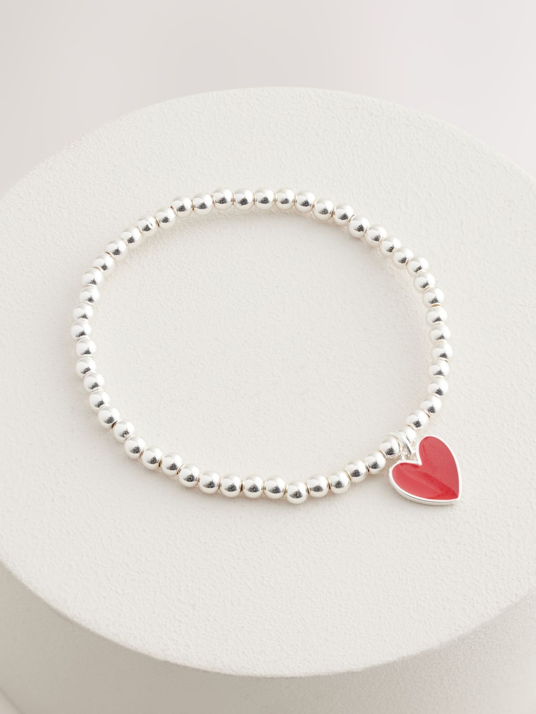 Zilverkleurig - Rode armband met hartjes - Image 4 of 5