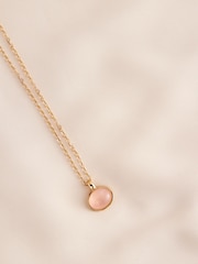Gold/-Silberoptik - Plattierte Halskette mit Halbedelstein - Bild 5 von 9