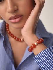 Red Beaded Bracelet Made With Semi Precious Stones - Image 1 of 7