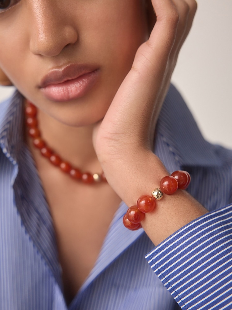Rojo - Pulsera de cuentas hecha con piedras semipreciosas - Imagen 1 de 7 Rojo - Pulsera de cuentas hecha con piedras semipreciosas - Imagen 1 de 7