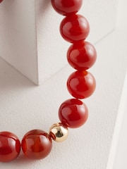 Red Beaded Bracelet Made With Semi Precious Stones - Image 7 of 7
