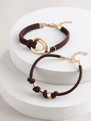 Brown Corded Bracelets 2 Pack - Image 1 of 8