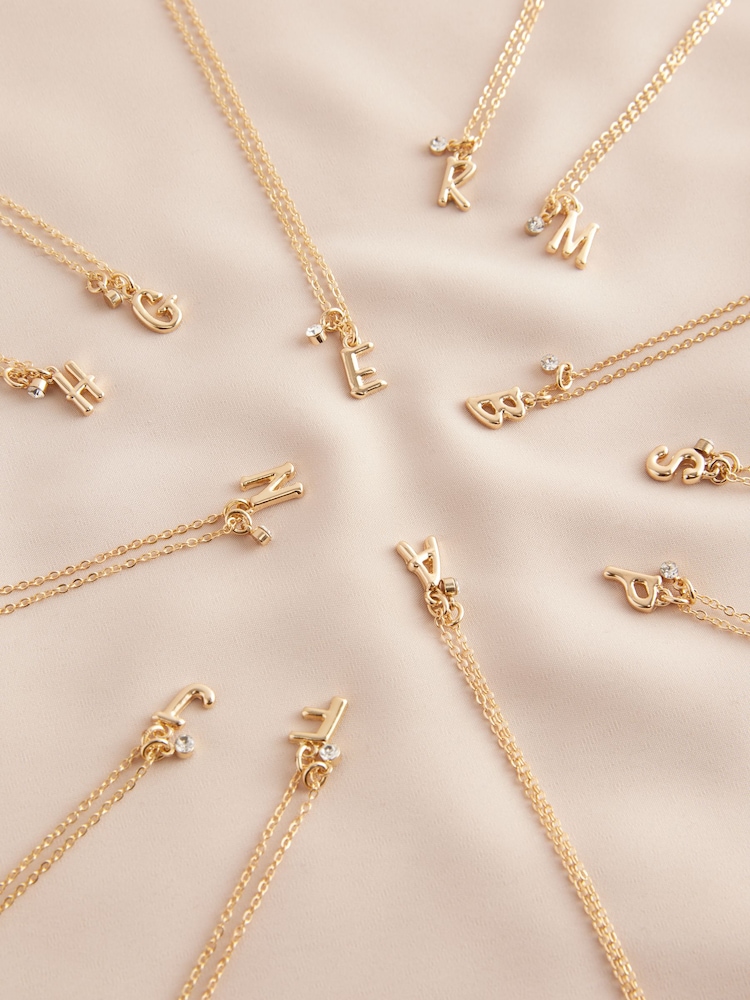 Gold Tone Initial Necklace - Image 1 of 2