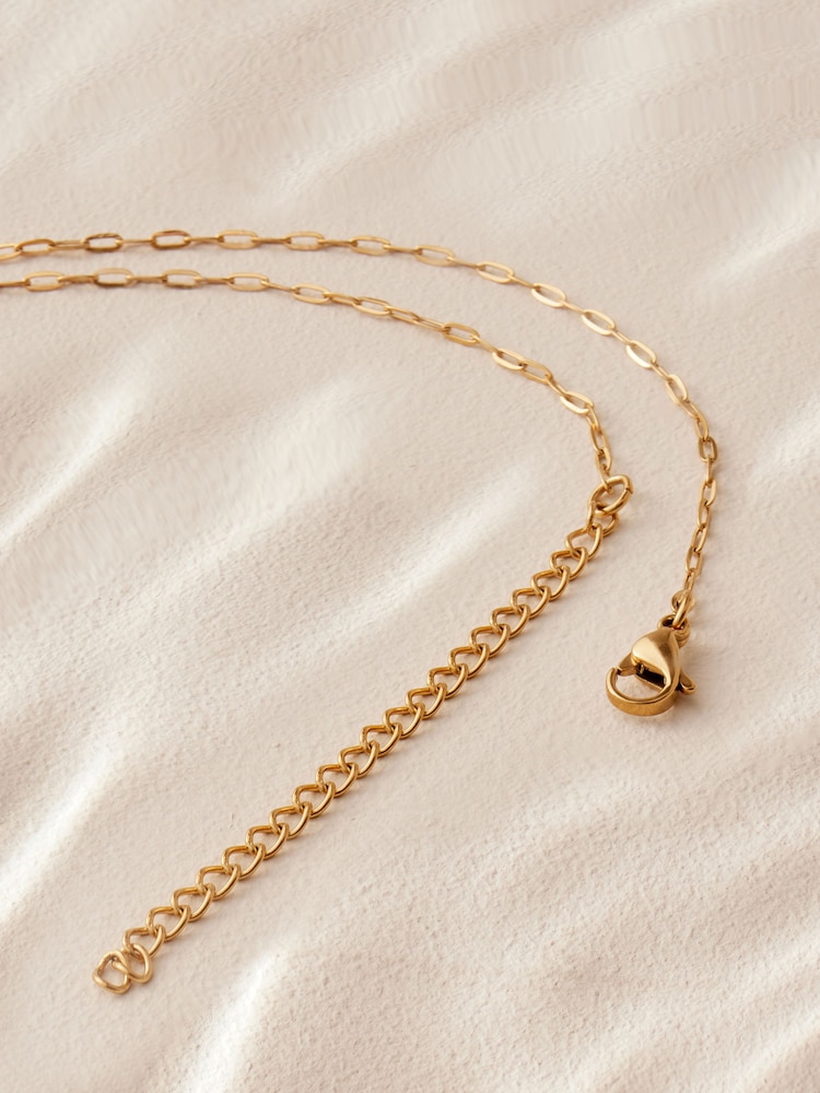 Gold Tone Stainless Steel Square Pendant Necklace - Image 3 of 4